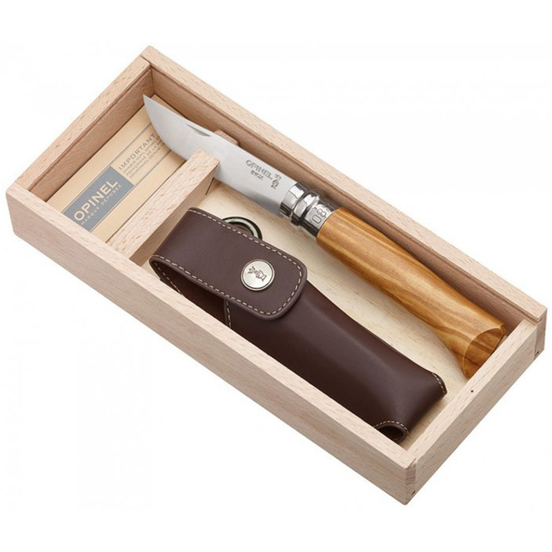 Opinel N08 inox Olive with sheath