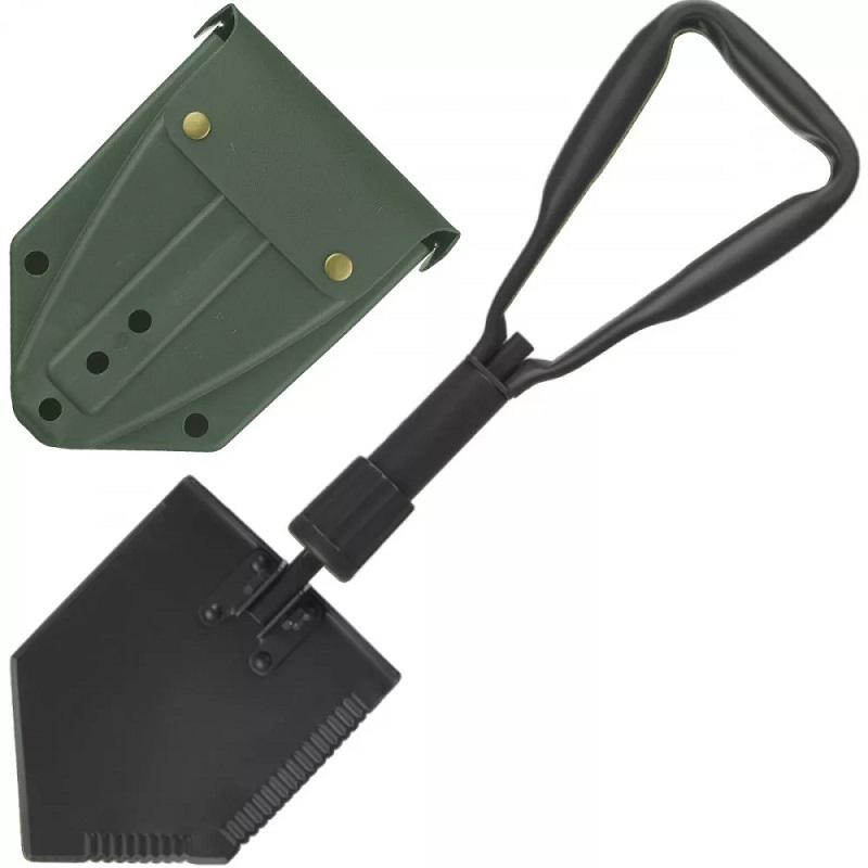 M-Tramp 3-piece folding shovel with sleeve - olive green
