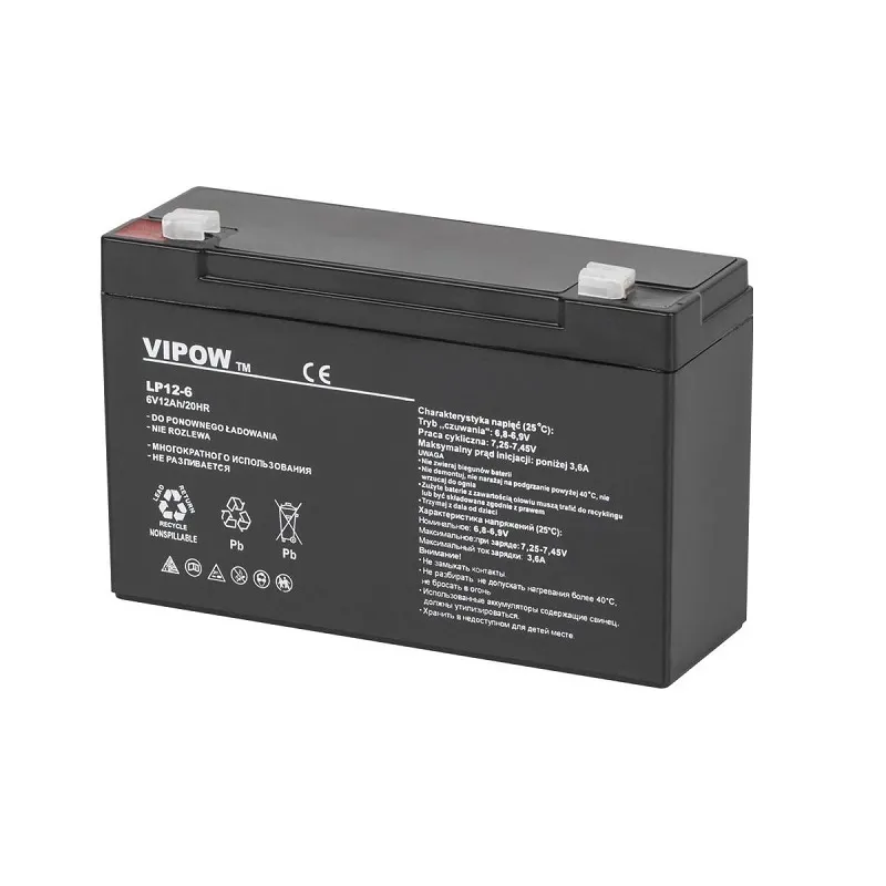 VIPOW - Replacement battery LP12-6  6V/12Ah