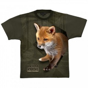 Wild Zone - T-shirt with fox pattern green