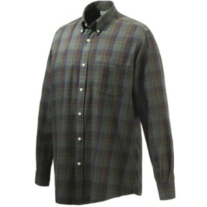 Wood Button Down Shirt - Green &amp; Red Overd. Moss