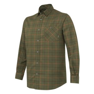 Jargo Stretch Shirt - Green Pumpkin Check