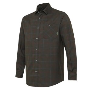 Jargo Stretch Shirt - Bark &amp; Burgundy Check