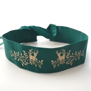Women's embroidered hunting belt - green