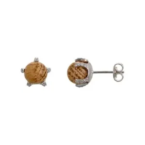 Wooden earrings Barock Silver