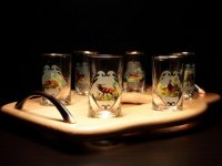 Jagerglass - Set with bottle 0,7l on a large tray + liqueur 50 ml