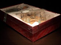 Jagerglass - Set with bottle 0,7l on a large tray + liqueur 50 ml