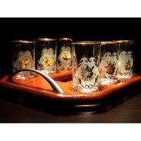 Jagerglass - Set with bottle 0,5l on small tray + liqueur 30 ml