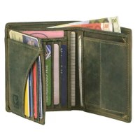 Green Burry leather wallet - Wild boar green