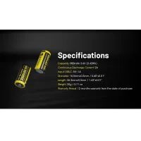 Nitecore RCR123A Li-ion battery 950mAh USB-C