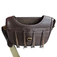 Hunting leather pouch BROWN with nylon strap