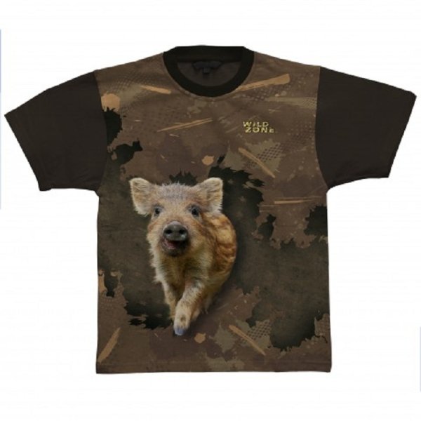 Wild Zone - T-shirt with wild boar pattern brown