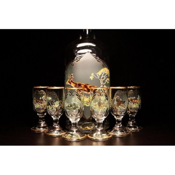Jagerglass - Set with 0,5l bottle + 30 ml stemmed liqueur glass