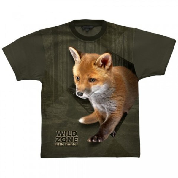 Wild Zone - T-shirt with fox pattern green