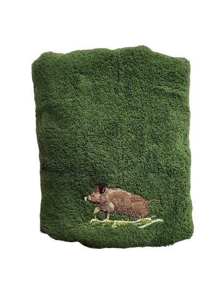 Towel green with pattern - Wild boar