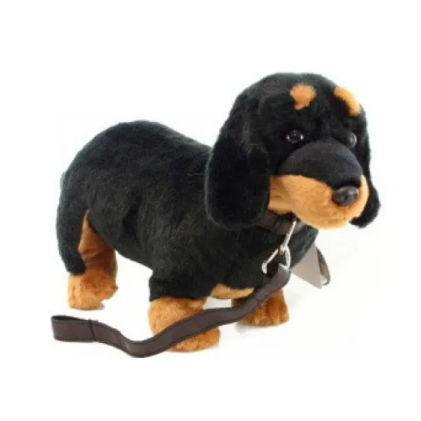 Plush dachshund with leash