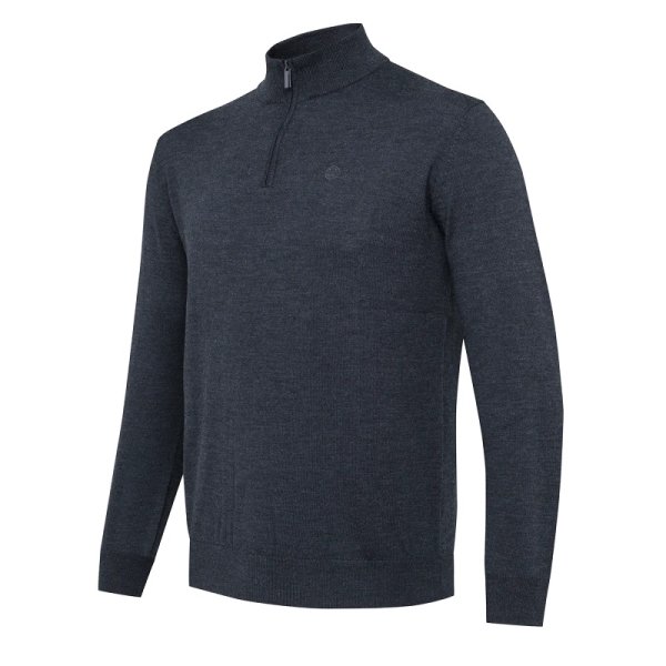 Merino Half Zip Sweater - Ebony