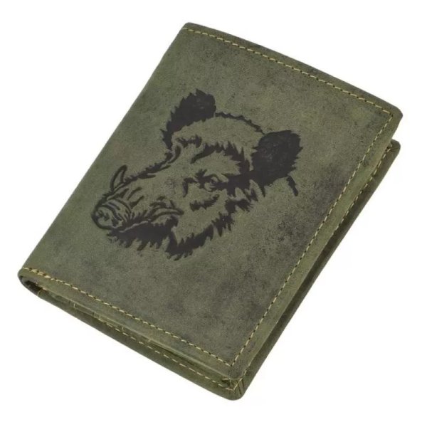 Green Burry leather wallet - Wild boar green