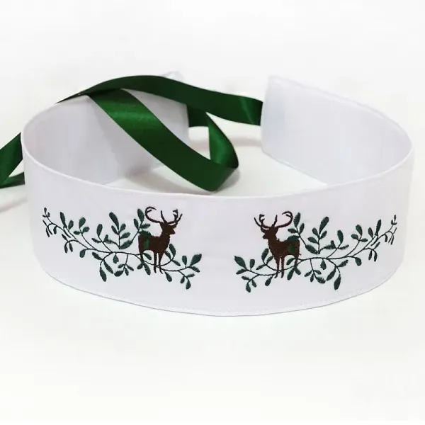Women's embroidered hunting belt - white