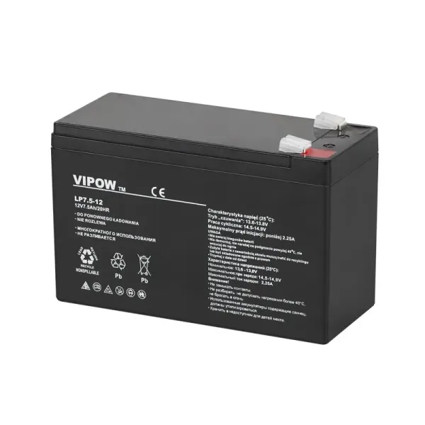 VIPOW - Replacement battery LP7,5-12  12V/7,5Ah