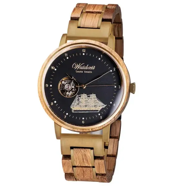 Men's wooden watch Seute Deern Gold