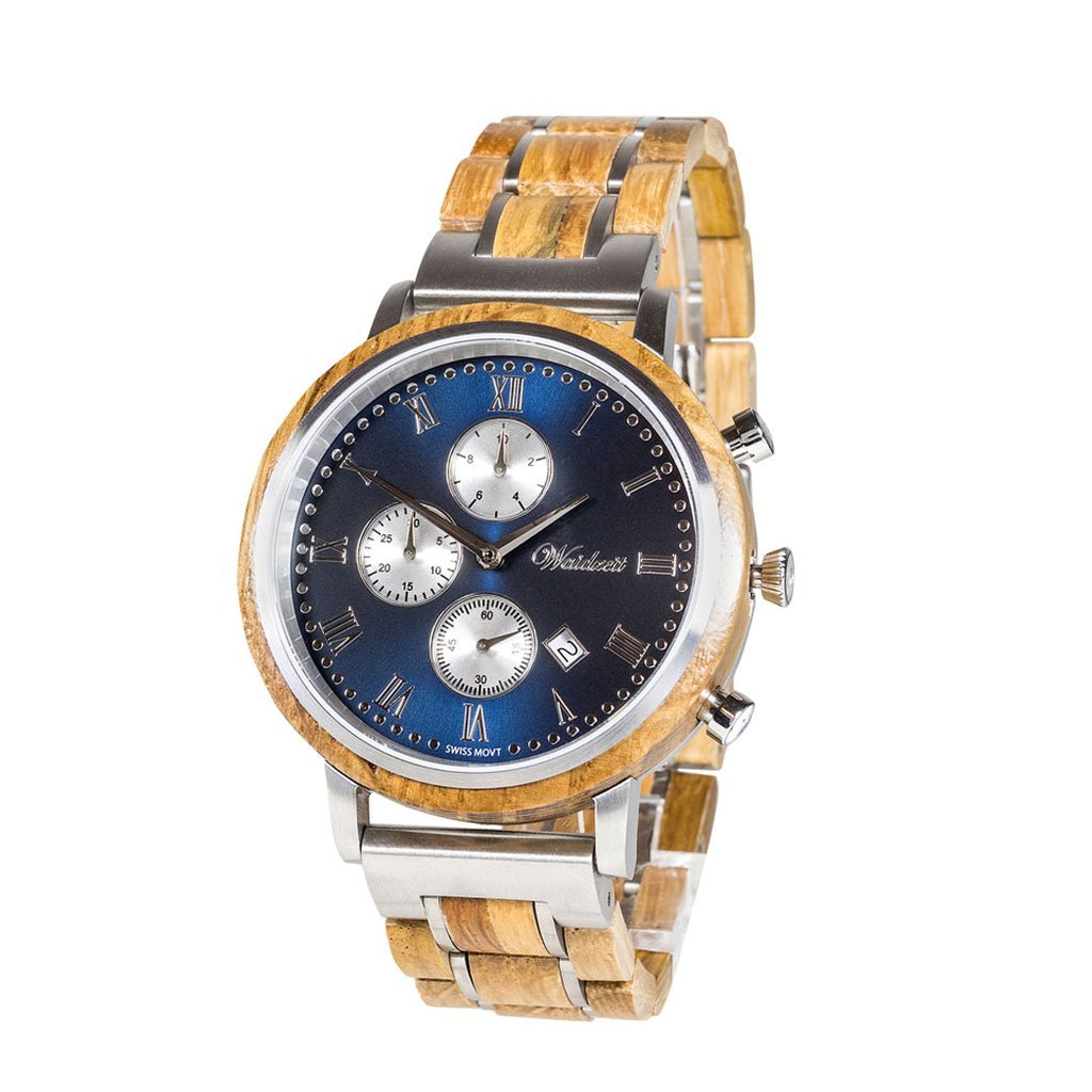 Whisky Swiss Mountain Blue Wooden Watch