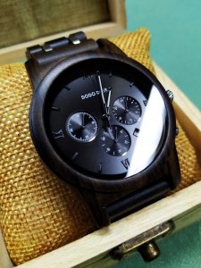 Men's wooden watch dark brown