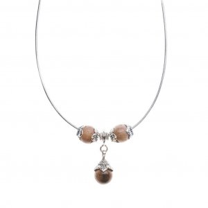 Silver necklace walnut flowers