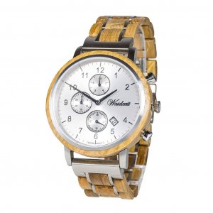 Whisky Swiss Mountain Silver Wooden Watch