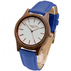 Sissy blue wooden watch