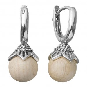 Silver earrings ash wood flower