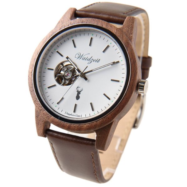 GAMSKAR automatic wooden watch with leather bracelet