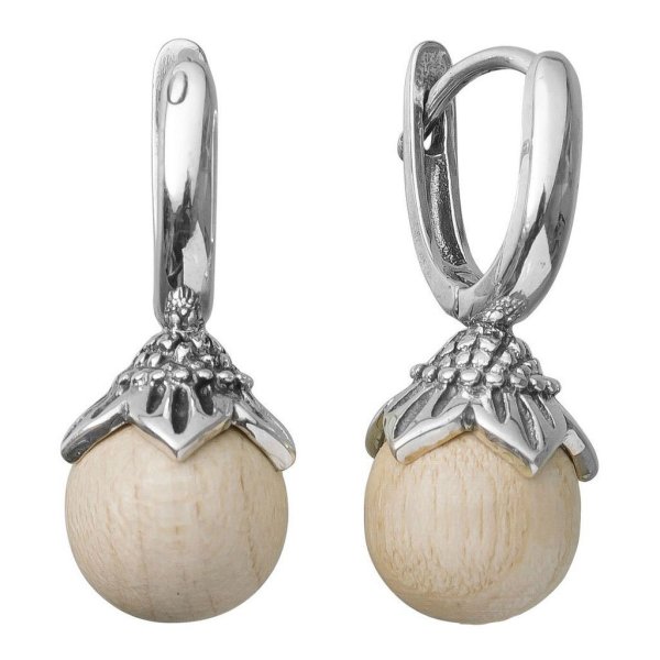 Silver earrings ash wood flower
